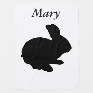 Personalized Black Silhouette Rabbit Baby Blanket