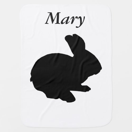 Personalized Black Silhouette Rabbit Baby Blanket