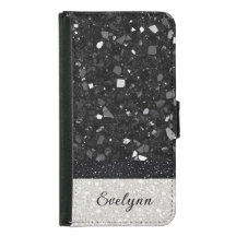 Personalized Black & Silver Glitter Print
