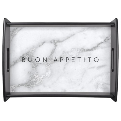 Personalized Black Silver Marble Serving Trays