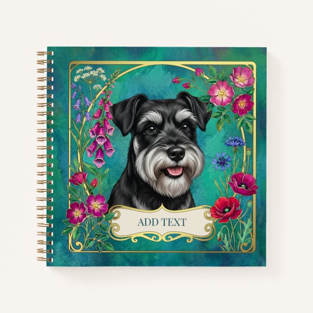 Personalized Black & Silver Schnauzer Notebook (Front)