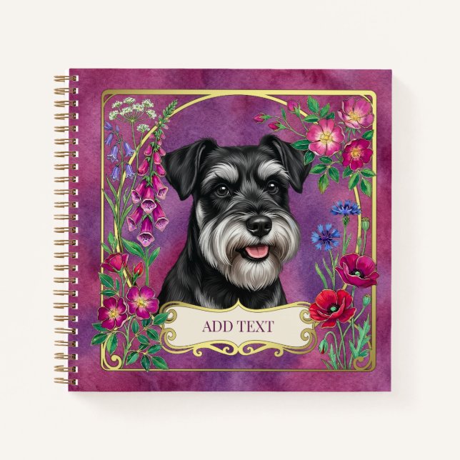 Personalized Black & Silver Schnauzer Notebook (Front)