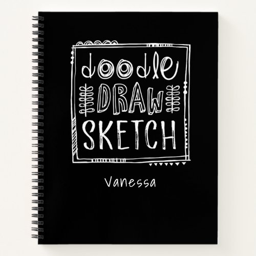 Personalized Black Sketchbook Notebook