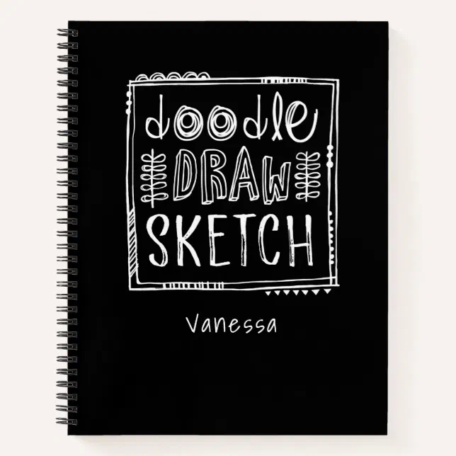 Personalized Black Sketchbook Notebook Zazzle