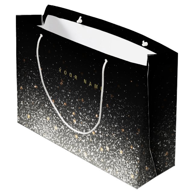 Personalized Black Sparkle Large Gift Bag (Back Angled)