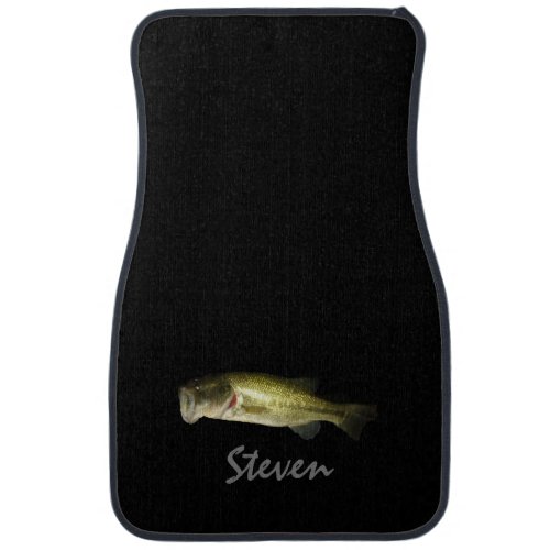 Personalized Black Sport Bass Fishing Car Floor Mat