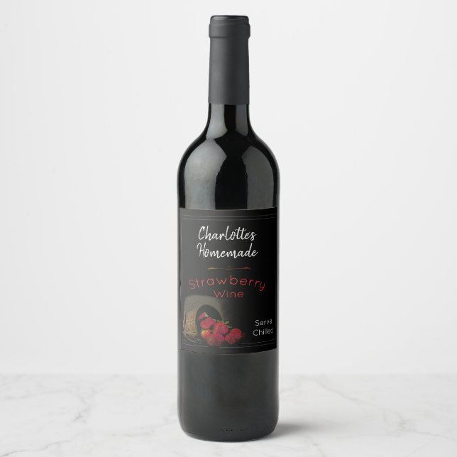 Personalized  Black Strawberry Wine Label (Front)