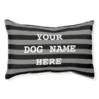 Personalized black stripe pattern dog bed