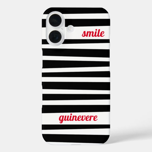 Personalized Black Stripes smile Case-Mate iPhone Case (Back)