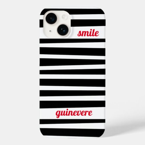 Personalized Black Stripes smile Case_Mate iPhone 14 Case