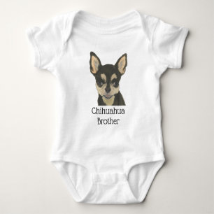 Personalized Black Tan Chihuahua Dog Baby Bodysuit