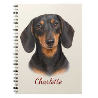 Personalized Black & Tan Dachshund with Name Notebook