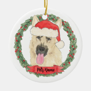 Personalized Black & Tan German Shepherd Christmas Ceramic Ornament