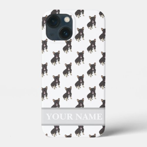 Personalized Black  Tan Tricolor Frenchie Dog iPhone 13 Mini Case