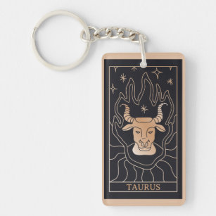 Personalized Black Taurus Zodiac Sign  Keychain