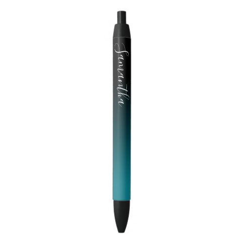 Personalized Black Teal Ombre Pen