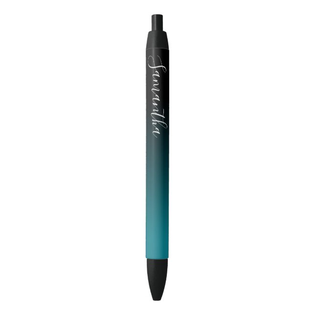 Personalized Black Teal Ombre Pen (Front Vertical)