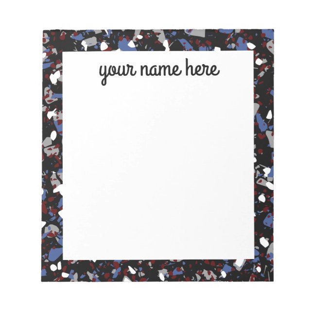 Personalized Black Terrazzo Notepad (Front)