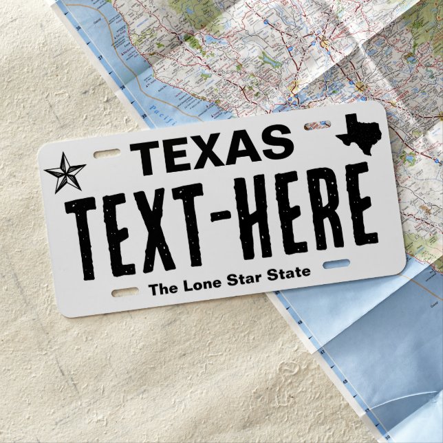 Personalized Black Texas License Plate (In Situ)