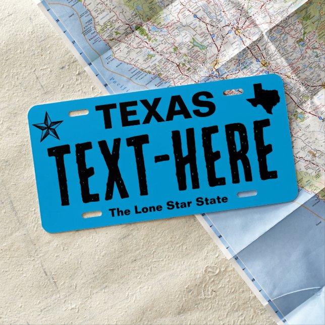 Personalized Black Texas License Plate (In Situ)