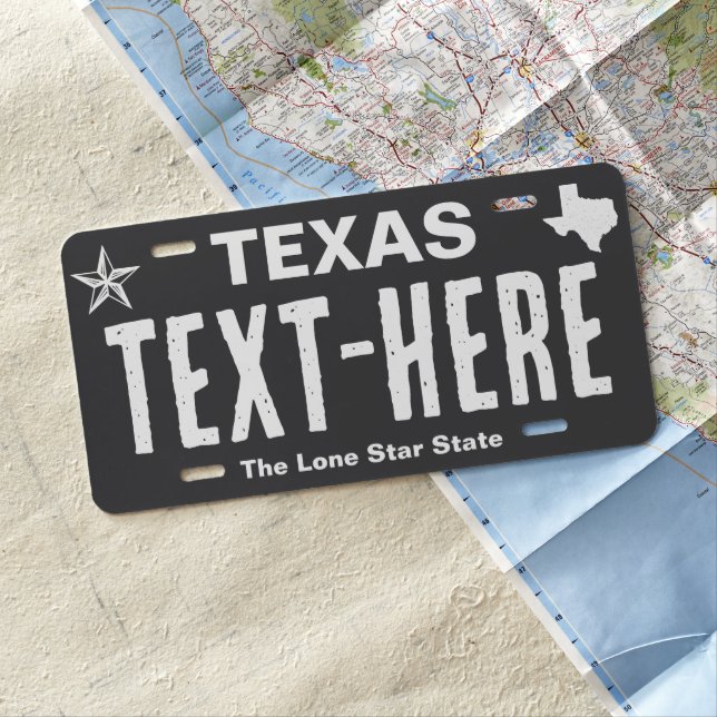 Personalized Black Texas License Plate (In Situ)
