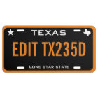 Personalized Black Texas License Plate