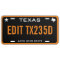 Personalized Black Texas License Plate