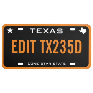 Personalized Black Texas License Plate