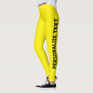 Personalized Black Text Bright Yellow Athleisure Leggings
