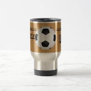 Personalized Black Text Soccer Tumbler Travel Mug