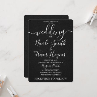 Personalized Black Texture Minimalist Wedding Invitation
