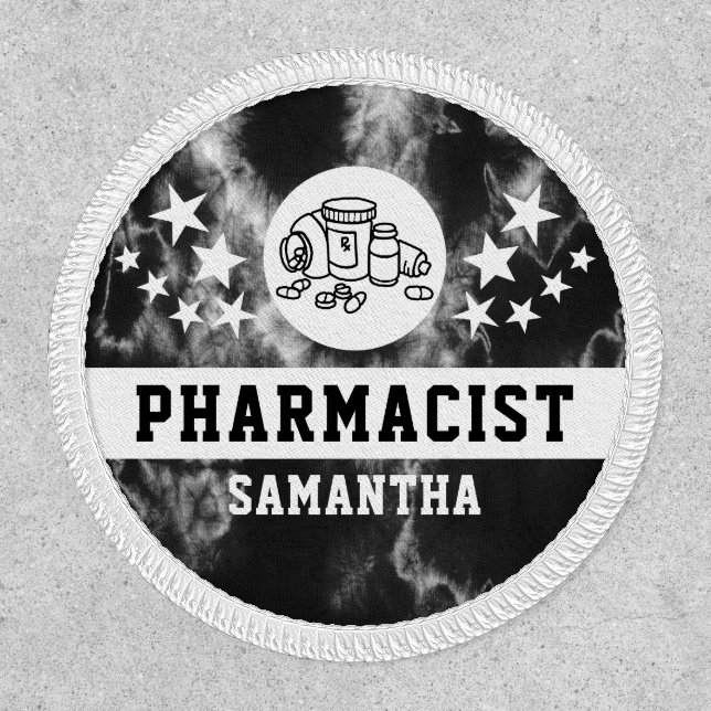 Personalized Black Tie Dye Pharmacist Name Patch (Front)