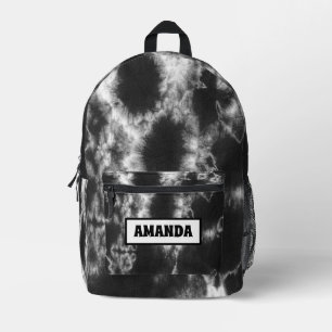 Personalized Black Tie Dye Printed Backpack