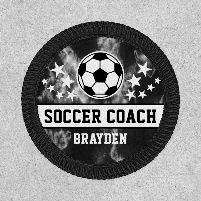 Personalized Black Tie Dye Soccer Coach Name Patch (Front)