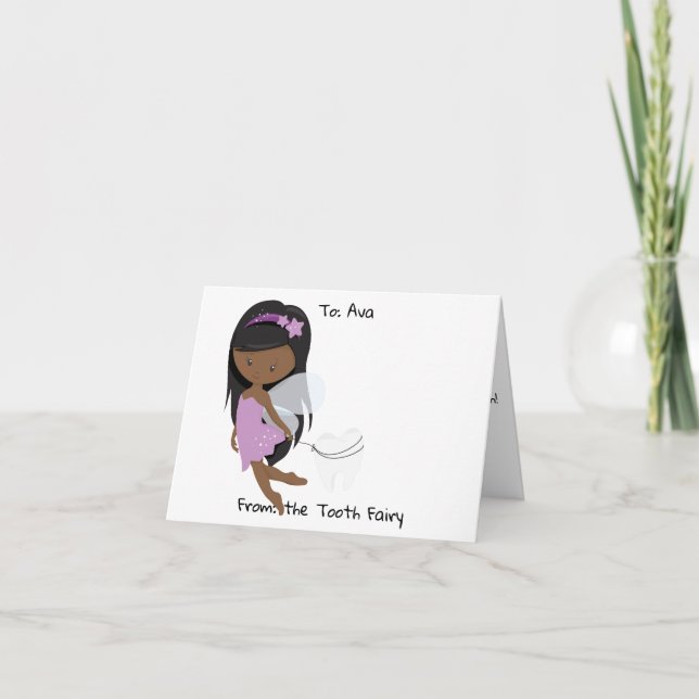 Personalized Black Tooth Fairy  Card (Front)