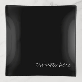 Personalized Black Trinket Tray