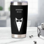 Personalized  Black Tuxedo Groomsmen Insulated Tumbler<br><div class="desc">Give your groomsmen a gift  you know they will use! They will adore this personalized tuxedo design. You'll add your wedding date on the front and their name on the reverse. Sleek looking in black and white.</div>