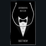 Personalized Black Tuxedo Wedding Groomsmen Small Gift Bag<br><div class="desc">A personalized gift bag for your groomsmen. Any gift will be appreciated and even moreso with a personalized bag that will a memento of their part in your wedding day. Browse our matching products.</div>