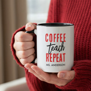 Personalized Black Typography Coffee Teacher Mug