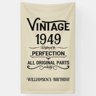 Personalized black vintage 75th birthday party banner