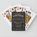 Personalized Black Vintage Aged To Perfection Play Playing Cards<br><div class="desc">Inspired by classic whiskey label,  black and white fun vintage aged to perfection adult birthday gift idea for men,  great for any age birthday celebration,  or other occasions. Custom it with your own text and background color.</div>