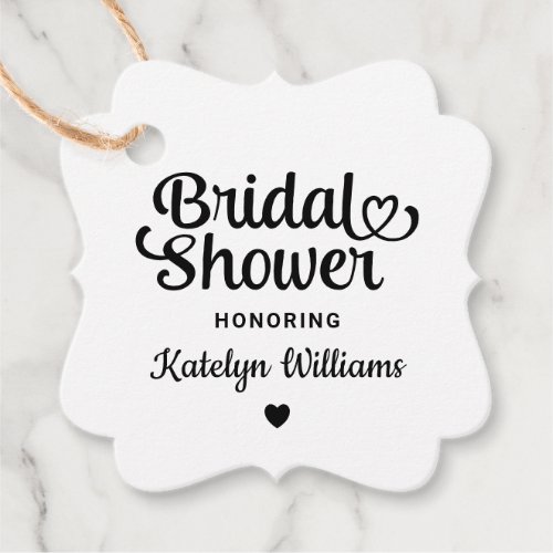 Personalized Black Wedding Bridal Shower Favor Tags