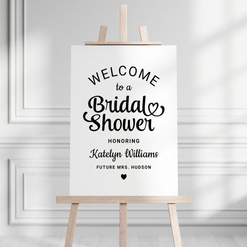 Personalized Black Wedding Bridal Shower Welcome Foam Board