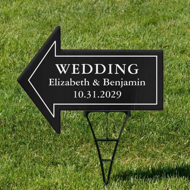 Personalized Black Wedding Direction Arrow Sign (Creator Uploaded)