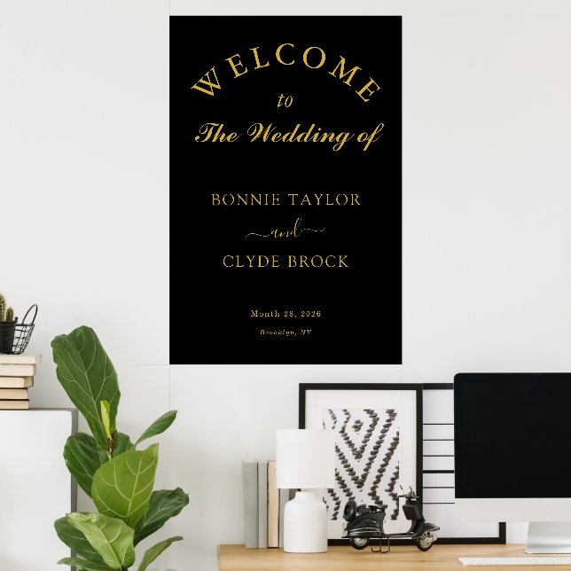 Personalized Black Wedding Display Poster (Home Office)