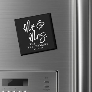 Personalized Black Wedding Favor Magnet