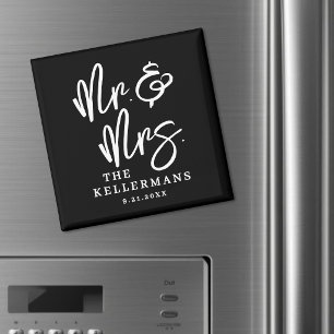 Personalized Black Wedding Favor Magnet