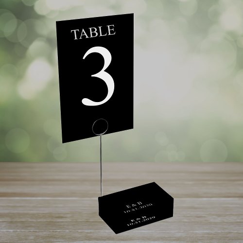 Personalized Black Wedding Place Card Holder
