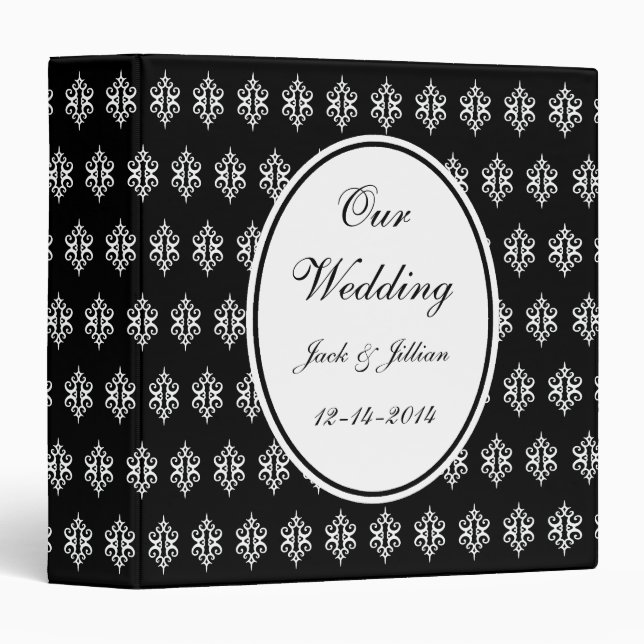 Personalized Black Wedding Scrapbook 3 Ring Binder (Front/Spine)