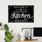 Personalized Black Welcome to the Kitchen Sign | Zazzle